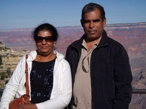 Upali Tennakoon, seen here with his wife, Dhammika, in Arizona, is one of 11 Sri Lankan journalists driven into exile.