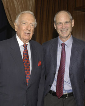 Walter Cronkite with CPJ founder and board member Michael Massing. (CPJ)