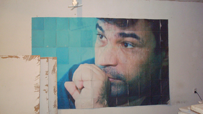 A poster of Elmar Huseynov at the Institute for Reporters' Freedom and Safety in Baku. (CPJ/Nina Ognianova)