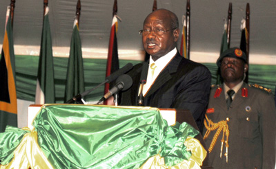 Museveni at the African Union summit. (AP/Stephen Wandera)