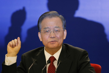 Wen Jiabao at a press conference in March. (AP/Vincent Thian)