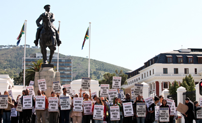 Protesters in Capetown decry secrecy bill. (Independent Newspapers Cape)