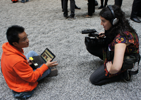 Wen Tao with Alison Klayman at the Tate in 2010 during an opening for Ai Weiwei. (Colin Jones, courtesy Ai Weiwei: Never Sorry)