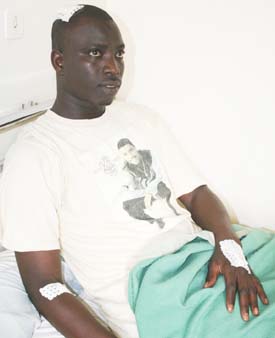 Dieng recovering in the hospital. (Courtesy Dieng)