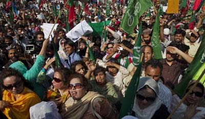 Journalists are facing increasing risk at public demonstrations. Here, a March rally in Islamabad to denounce the CIA. (Reuters/Mian Khursheed)