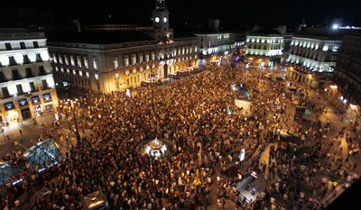 Recent demonstrations lead to several cases of anti-press violence by police. Here, a 15-M protest in Madrid. (Reuters/Sergio Perez)