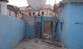 The front of private radio station Radio Daljir was damaged in a grenade attack on Friday. (Radio Daljir)