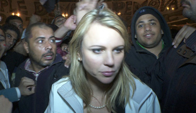 CBS correspondent Lara Logan moments before she was assaulted in Tahrir Square. (Reuters/CBS)