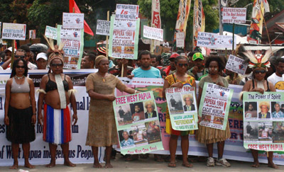 A Czech journalist was arrested last week for photographing an independence rally in Papua like this one in August 2011. (AFP/Banjir Ambarita)