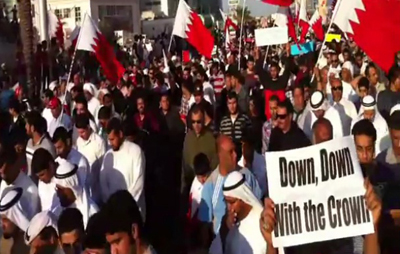 A still from one of Hassan's videos of a protest in Manama last year. Hassan was killed by an unknown assailant on Saturday. (YouTube)