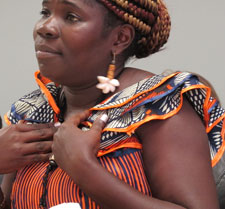 Mae Azango compared going into a hiding with hanging in a bat cave. (CPJ/Sheryl Mendez)