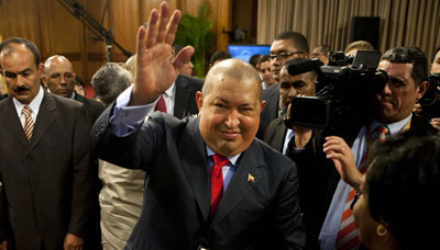 Hugo Chávez en una conferencia de prensa en diciembre de 2011. (AP / Ariana Cubillos)