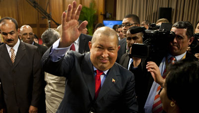Hugo Chávez at a December 2011 press conference. (AP/Ariana Cubillos)