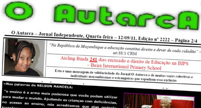 A primeira página de uma edição de O Autarca. (O Autarca)