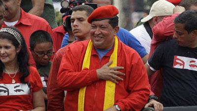 Hugo Chávez at a campaign rally in Maracay, Venezuela, on July 1. (AP/Ariana Cubillos)