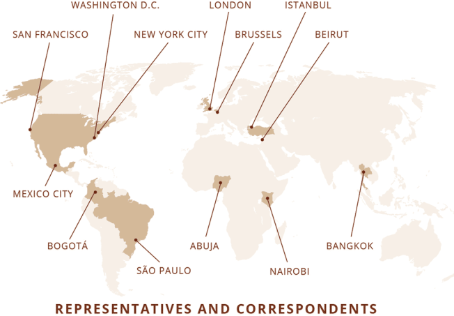 Map of where CPJ has offices and correspondents
