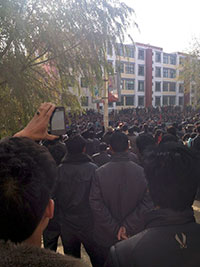 Tibetans protest in Rongwo township in western China's Qinghai province November 9, calling for freedom from Chinese rule. (AP)