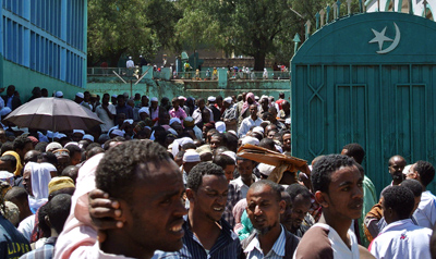 Authorities have cracked down on reporters and news outlets that covered last year's demonstrations by Muslims, seen here. (AFP/Jenny Vaughan)