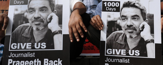 Prageeth Eknelygoda ha estado desaparecido desde 2010. (AFP / Lakruwan Wannirachchi)