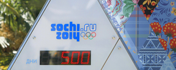 A clock counts down to the 2014 Olympics in Russia. (AP/Igor Yakunin)