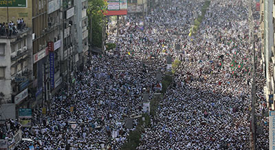 Activists demonstrate in Dhaka over the weekend, calling for bloggers to be given the death penalty. (Reuters/Andrew Biraj)