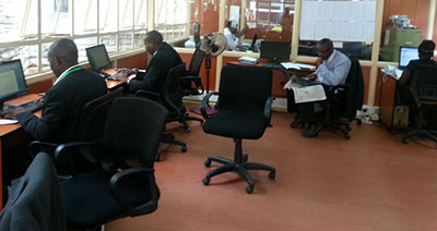 Journalists use the media center to file stories on parliamentary proceedings. (Alphonce Shiundu)