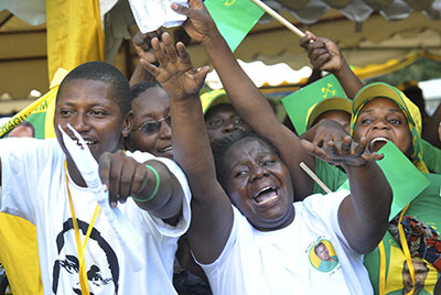 Chama Cha Mapinduzi supporters celebrate after Jakaya Kikwete wins the 2010 election. The next elections are scheduled for 2015. (AP/Khalfan Said)