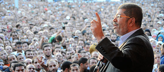 Morsi and throngs of supporters in November 2012. (AP)