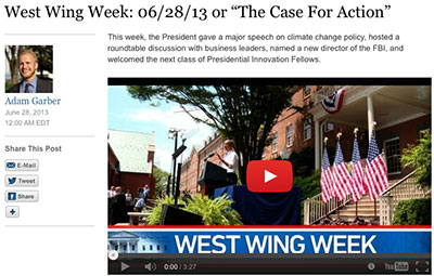 The White House produces its own short newscast, ‘West Wing Week,’ on events which journalists may not have known about. (CPJ)