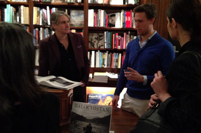 Willem Marx, right, launched his book 'Balochistan at a Crossroads' on March 13 in New York City. (CPJ/Sumit Galhotra)