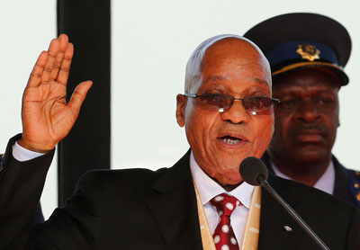 South African President Jacob Zuma is sworn in for a second term in Pretoria, South Africa, on May 24. (AP/Siphiwe Sibeko)