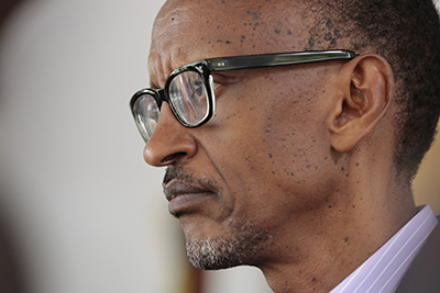 President Paul Kagame in Kigali on April 6, 2014. Under the country’s penal code, anyone found guilty of insulting him faces up to five years in jail. (AFP/Handout/UN/Evan Schneider)