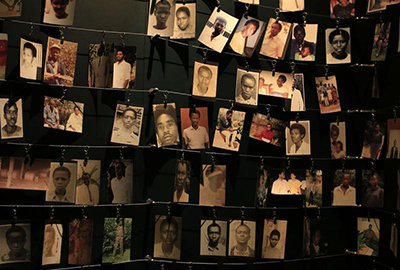 Photographs of some of the 800,000 victims of the 1994 genocide. The 20th anniversary of the massacres was marked in 2014. (Reuters/Noor Khamis)