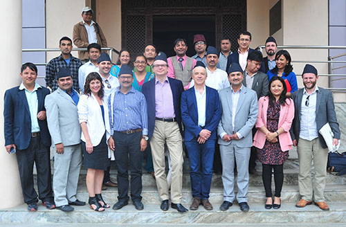 Members of the Nepal International Media Partnership and Federation of Nepali Journalists during a trip in April to discuss challenges for the press. (Shaligram Tiwari/FNJ)