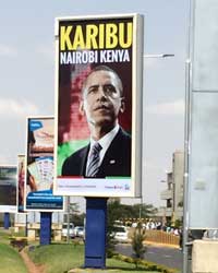 Billboards at Nairobi's airport welcome Barack Obama to Kenya. (CPJ/Sue Valentine)