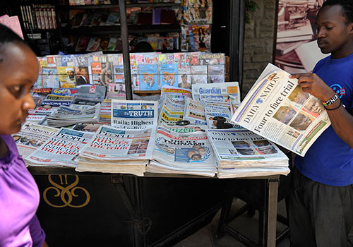 A news stand in Nairobi. Between January and May 2015, at least 19 threats or attacks against journalists were recorded. (AFP/Tony Karumba)