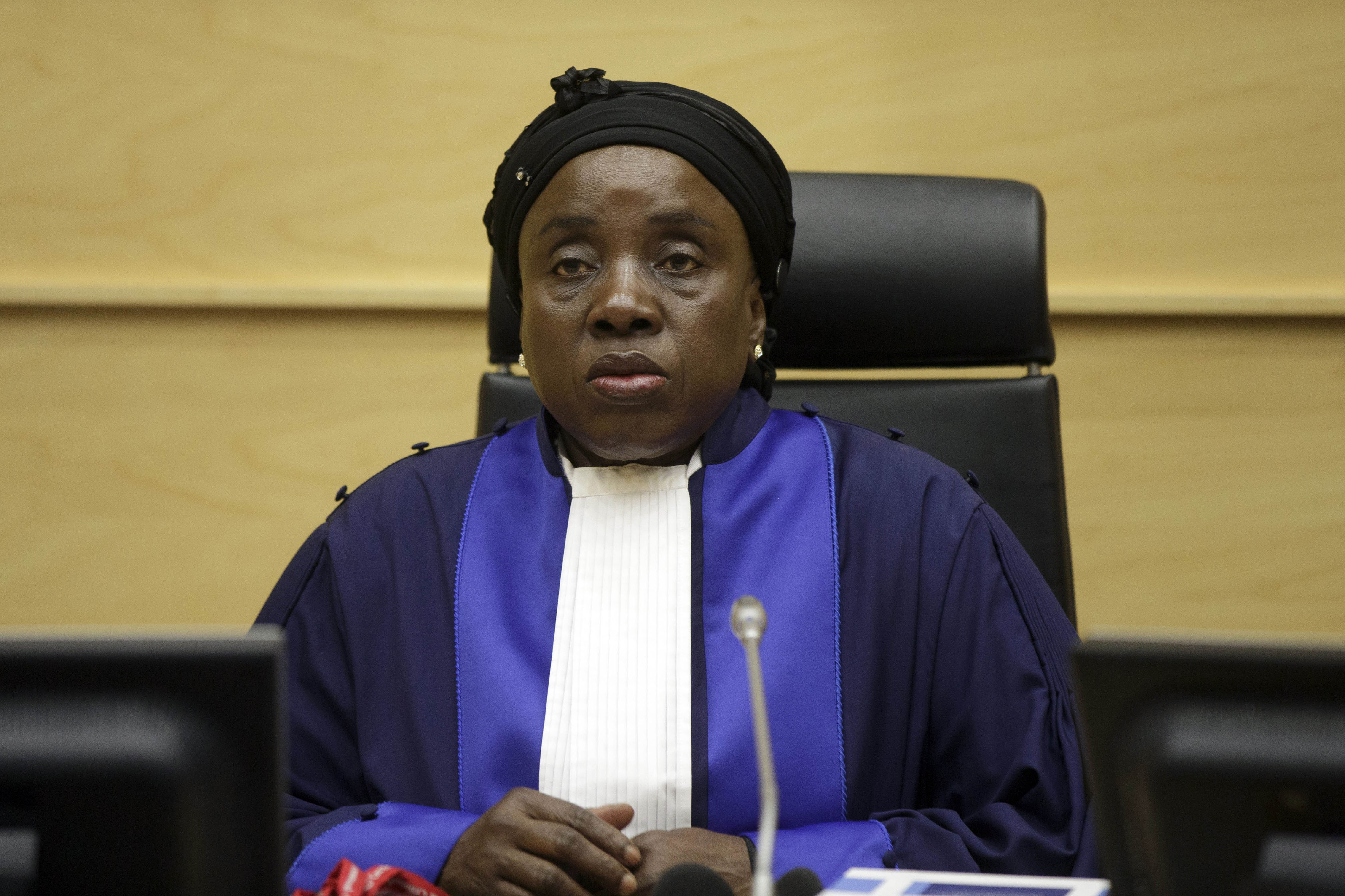 A judge sits at a hearing in the International Criminal Court in The Hague in March 2014. In conflict zones, it is not unusual for police, local militias, national armies, or foreign peacekeepers to be implicated in sexual assaults. (AP/Phil Nijhuis)