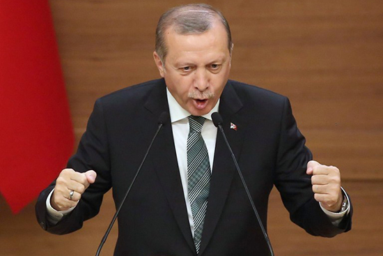 Turkish President Recep Tayyip Erdoğan speaks to local officials at the presidential palace in Ankara, May 4, 2016. (Adem Altan/AFP)