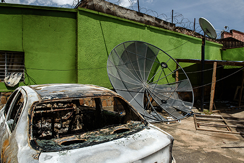 Damaged equipment outside the offices of Radio Publique Africaine in May 2015. More than 100 journalists are among those who fled violence in the country last year. (AFP/Jennifer Huxta)