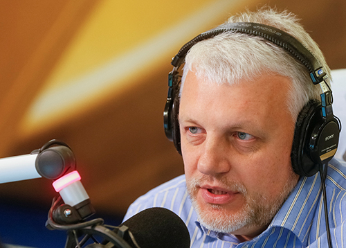 Pavel Sheremet pictured during a radio show in Kiev in 2015. Journalists in the region have paid tribute to his brave reporting. (Reuters/Valentyn Ogirenko)