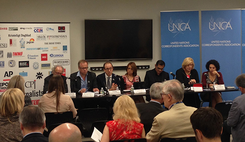 CPJ and RSF sit on a panel at the UN to discuss journalist safety. (CPJ/Kerry Paterson)