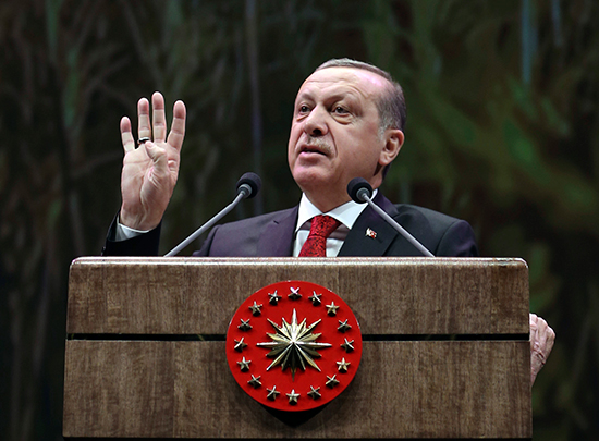 Turkish President Recep Tayyip Erdoğan addresses farmers in Ankara, November 14, 2016. (Murat Cetinmuhurdar/Presidential Press Service/Pool/AP)