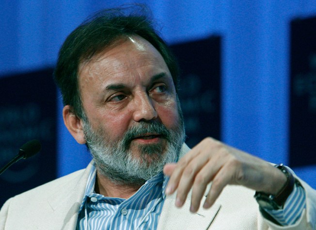 NDTV founder Prannoy Roy speaks at the World Economic Forum in Davos, Switzerland, on January 29, 2010. (AP/Michel Euler)