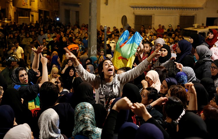 Demonstrators in Al-Hoceima, in northern Morocco's Rif region, protest on June 4, 2017. (Reuters/Youssef Boudlal)