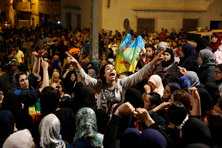 Demonstrators in Al-Hoceima, in northern Morocco's Rif region, protest on June 4, 2017. (Reuters/Youssef Boudlal)