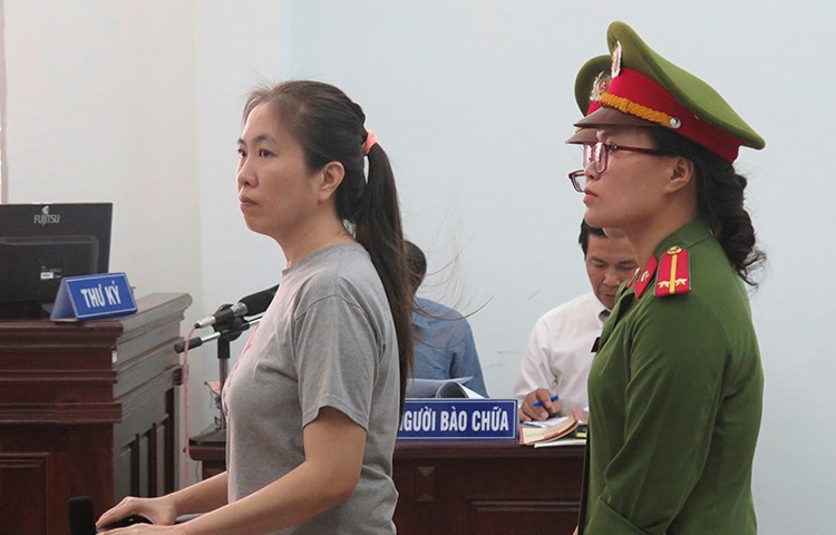 Nguyen Ngoc Nhu Quynh stands trial in Khanh Hoa, Vietnam, June 29, 2017. (Vietnam News Agency via AP)