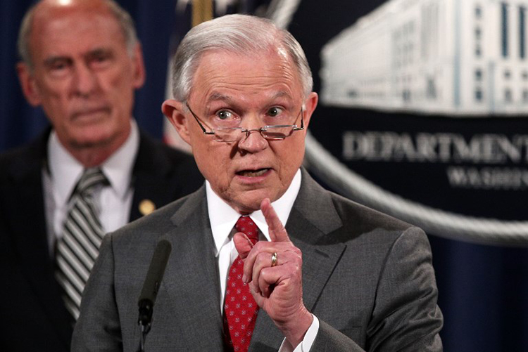 U.S. Attorney General Jeff Sessions speaks to reporters in Washington, D.C., August 4, 2017. (AFP/Alex Wong)