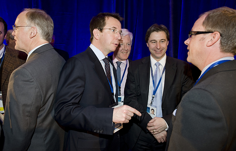 Draft legislation on access to information in Canada, proposed by Member of Parliament Scott Brison, second from left, is inadequate, a group of press freedom organizations said in a letter to Brison today. (AP/Cliff Owen)