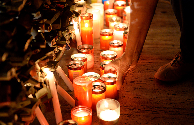 A vigil in Sliema, Malta, for Daphne Caruana Galizia, a critical blogger killed in a car bombing in October 2017. (AFP/Matthew Mirabelli)