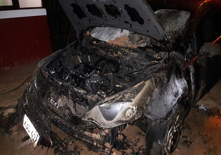 An attacker set fire to Juan Berríos Jiménez's car, pictured, in the early hours of January 6. (Juan Berríos Jiménez)